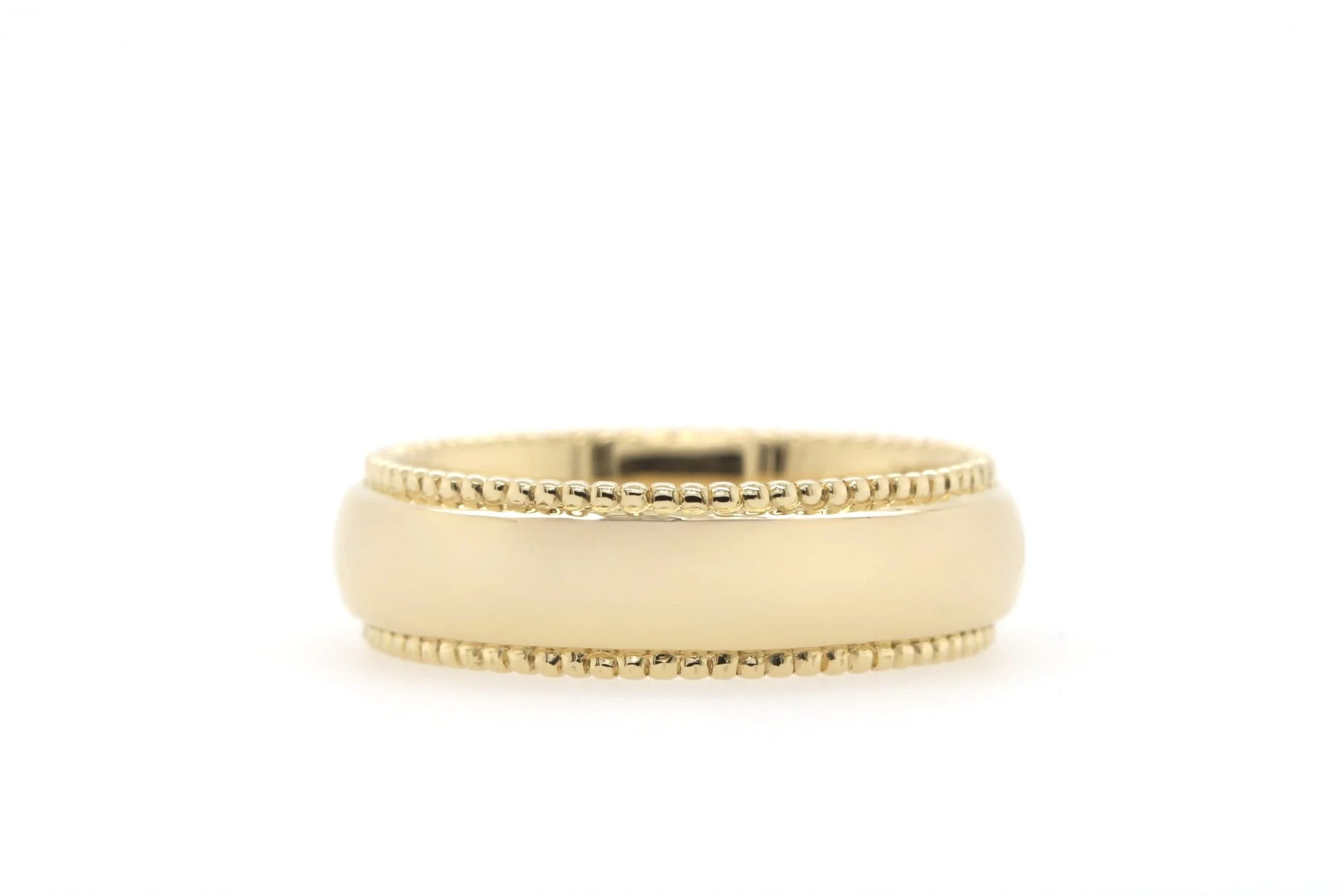 Yellow Gold Milgrain Edge Mens Wedding Band Handmade in Canberra