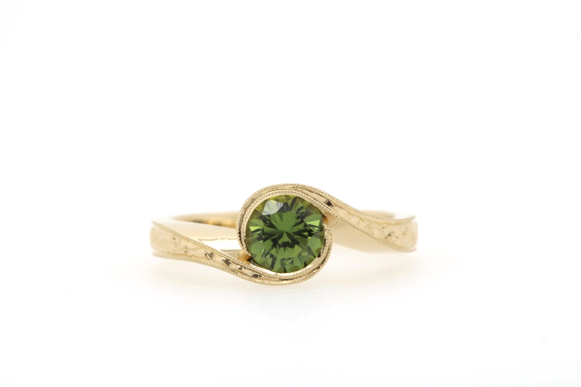 Custom engagement ring with Green Australian Sapphire