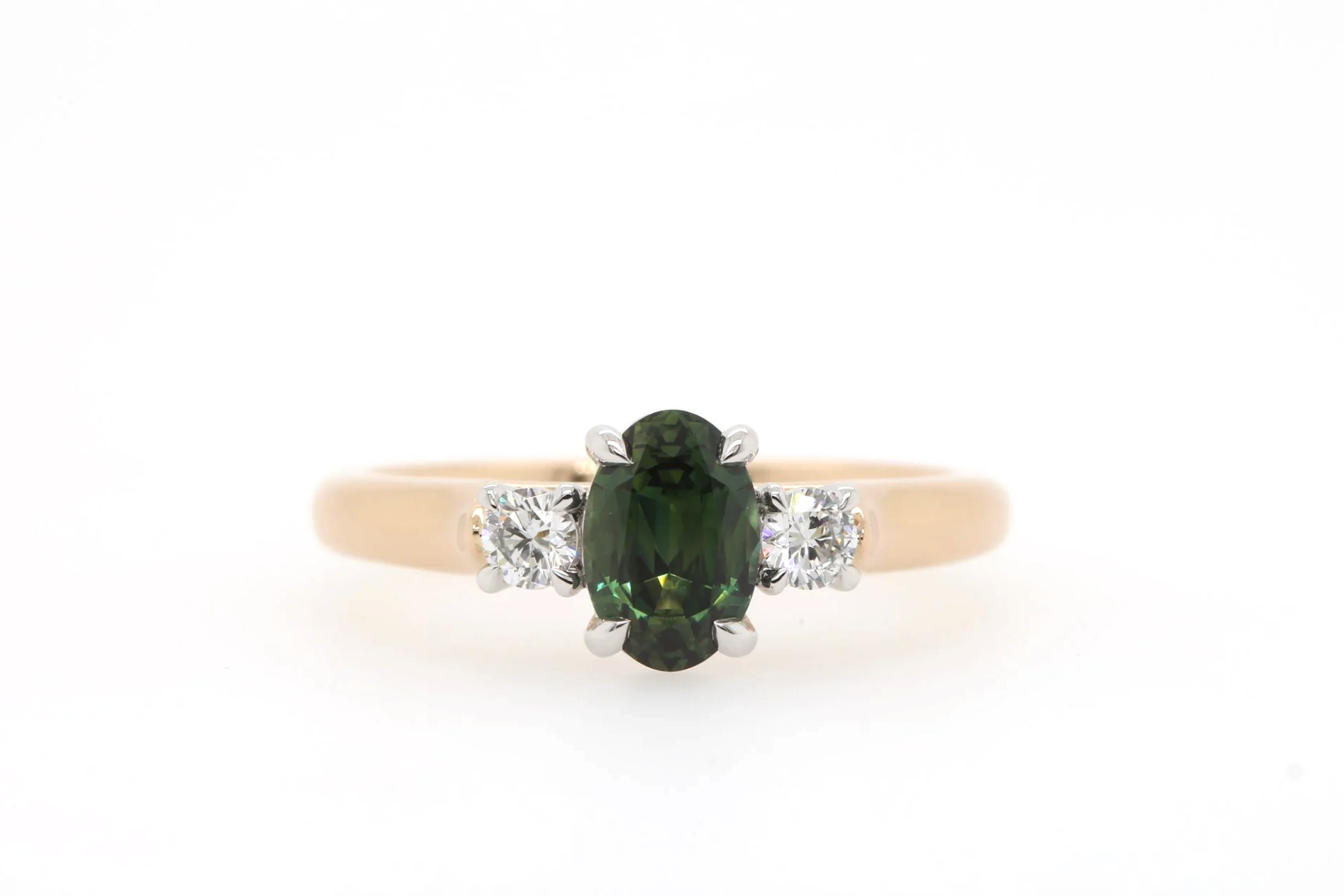 Green Oval Sapphire Engagement Ring