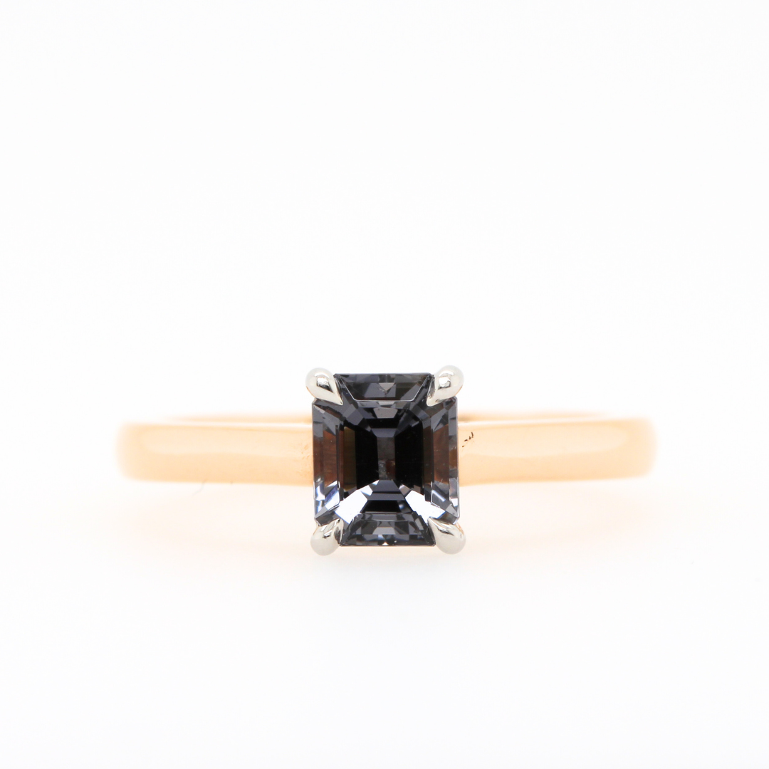 Grey Spinel Solitaire Ring