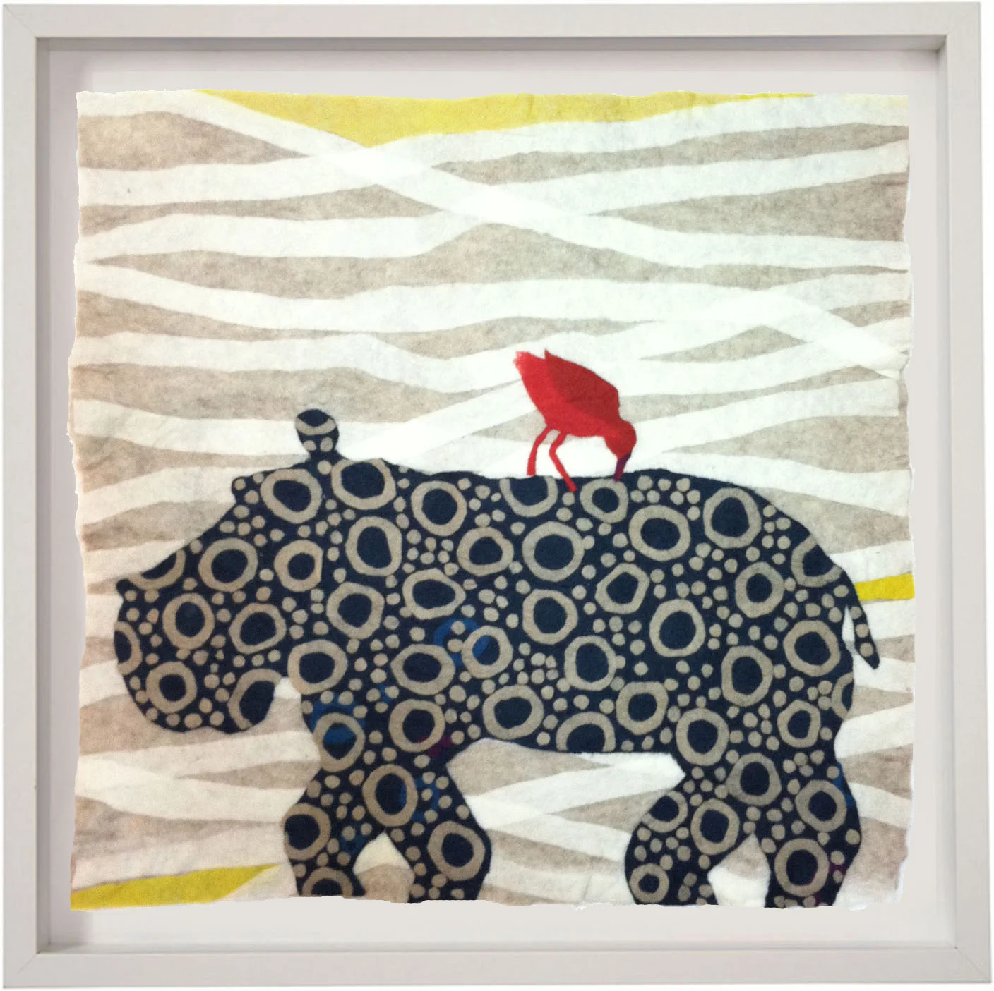 Hippo and Red Bird, 36x36