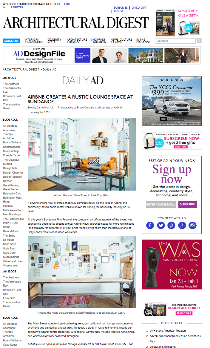    Architectural Digest - Sundance 2015 - Airbnb Haus         