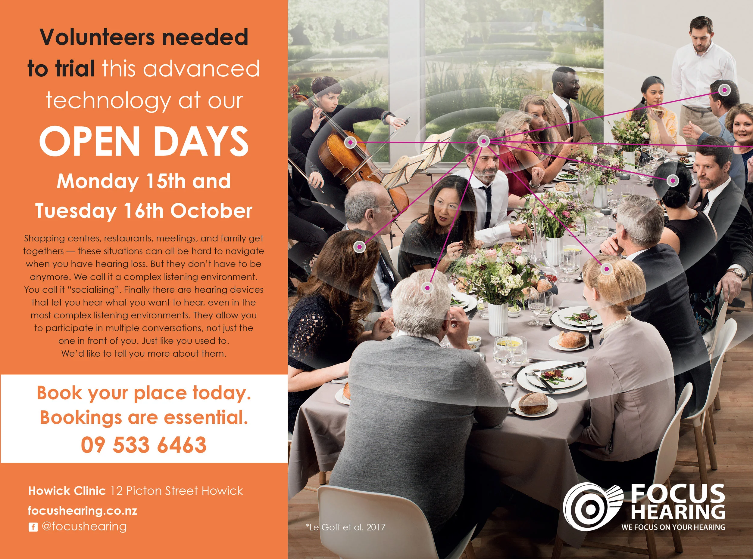 Call us on 09 533 6463 today to see how we can help to manage tinnitus - even though the open day is over, we can still help