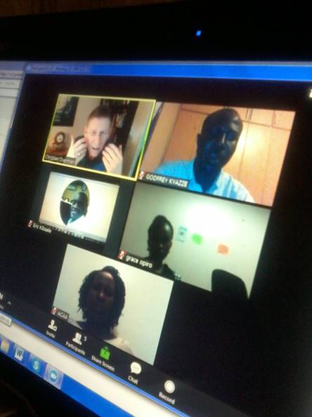 Figure 1: MIE Staff and students having a class with Dr. Christian Overman in Seattle, WA linked on the Zoom platform
