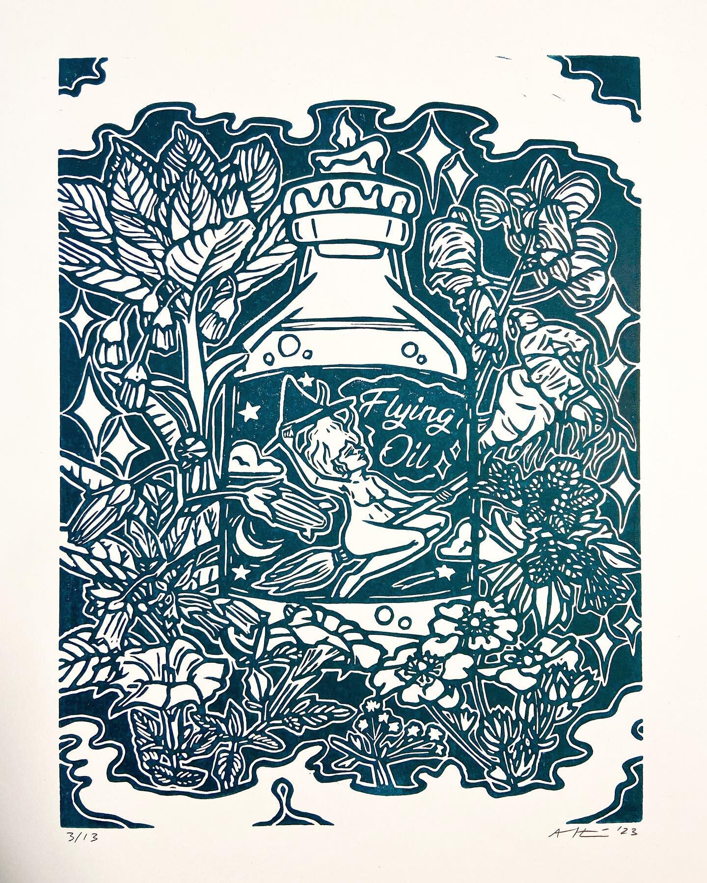 Wanna guess what plants are in this print? 

Witches Flying Ointment print is finally numbered and signed! Now up en la virtual tiendita. Bink in lio, or whatever the kids say nowadays.

Also I threw the toad wizard in there already if you feel so in