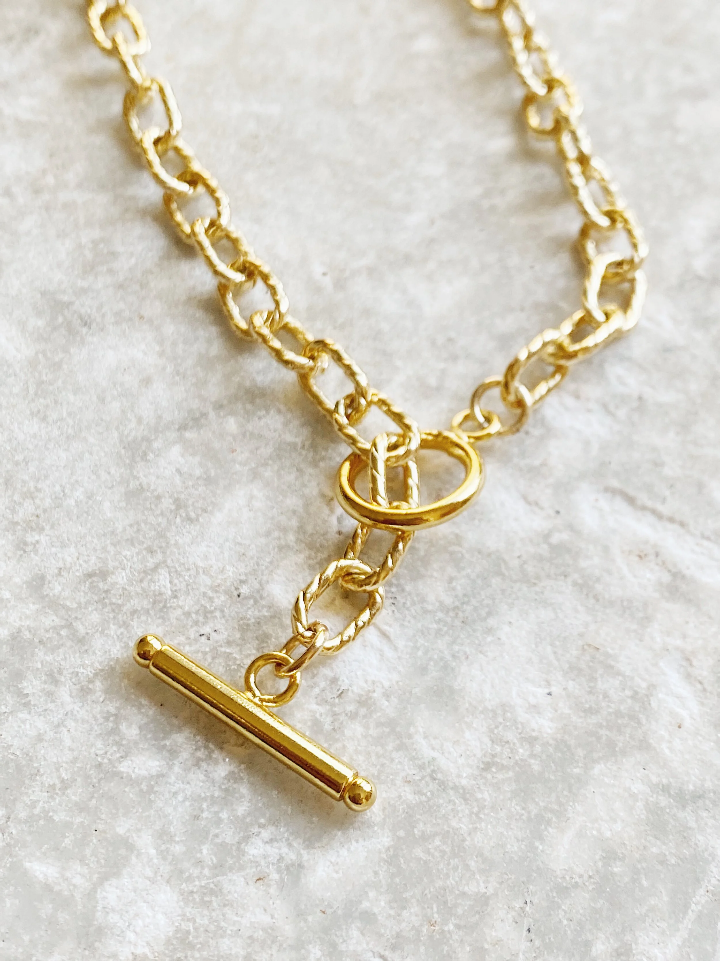 gold toggle necklace — arden + james