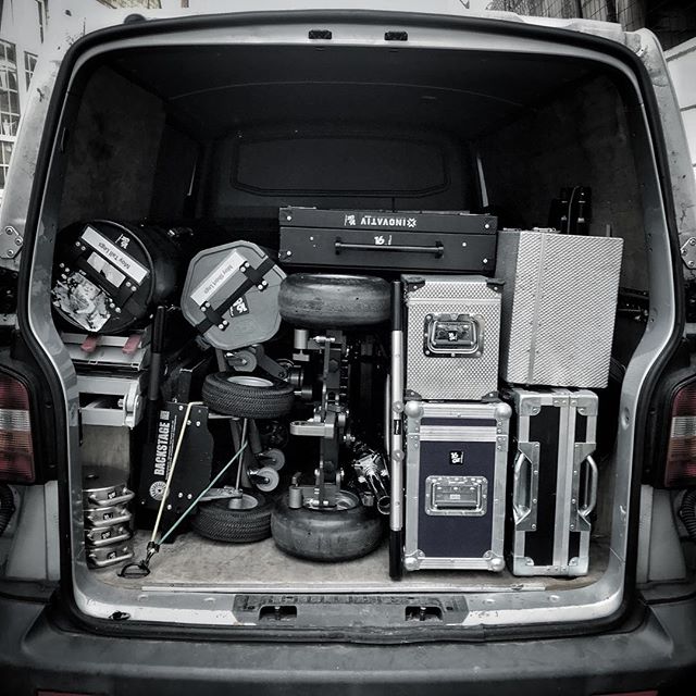 Grip Galore! Got my van loaded with all the good toys for today's VFX heavy shoot. Lots of tracking shots, which will be on the super smooth GFM Quad Dolly and GF-mini jib. And some Ronford slider of course #gfm #ronfordbakerslider #inovativcarts #in