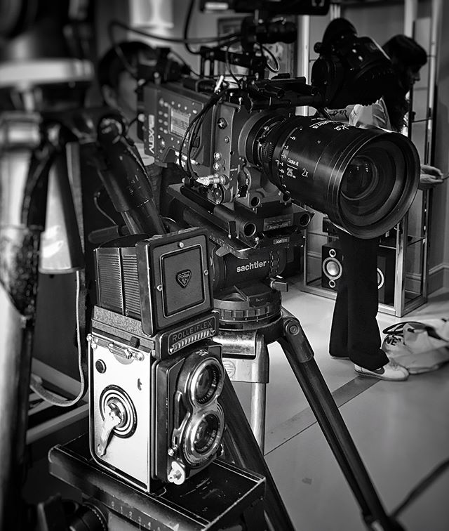 Combining old and new. An exciting creative tool #rollieflex #arrialexa #cookeanamorphic #sachtler #film #bts #camera