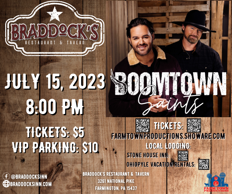 Boomtown Saints — Braddock'S Restaurant & Tavern