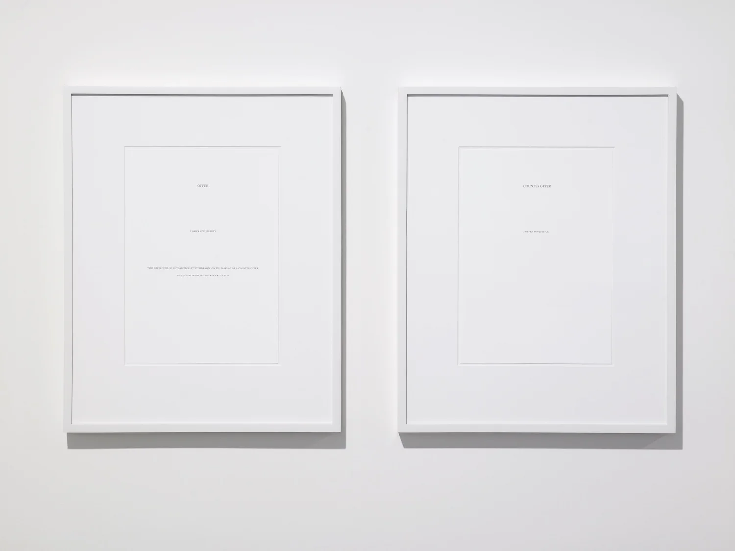 Counter Offer, Carey Young, 2008, Archival inkjet print, 2 parts, each 21 x 29 cm
