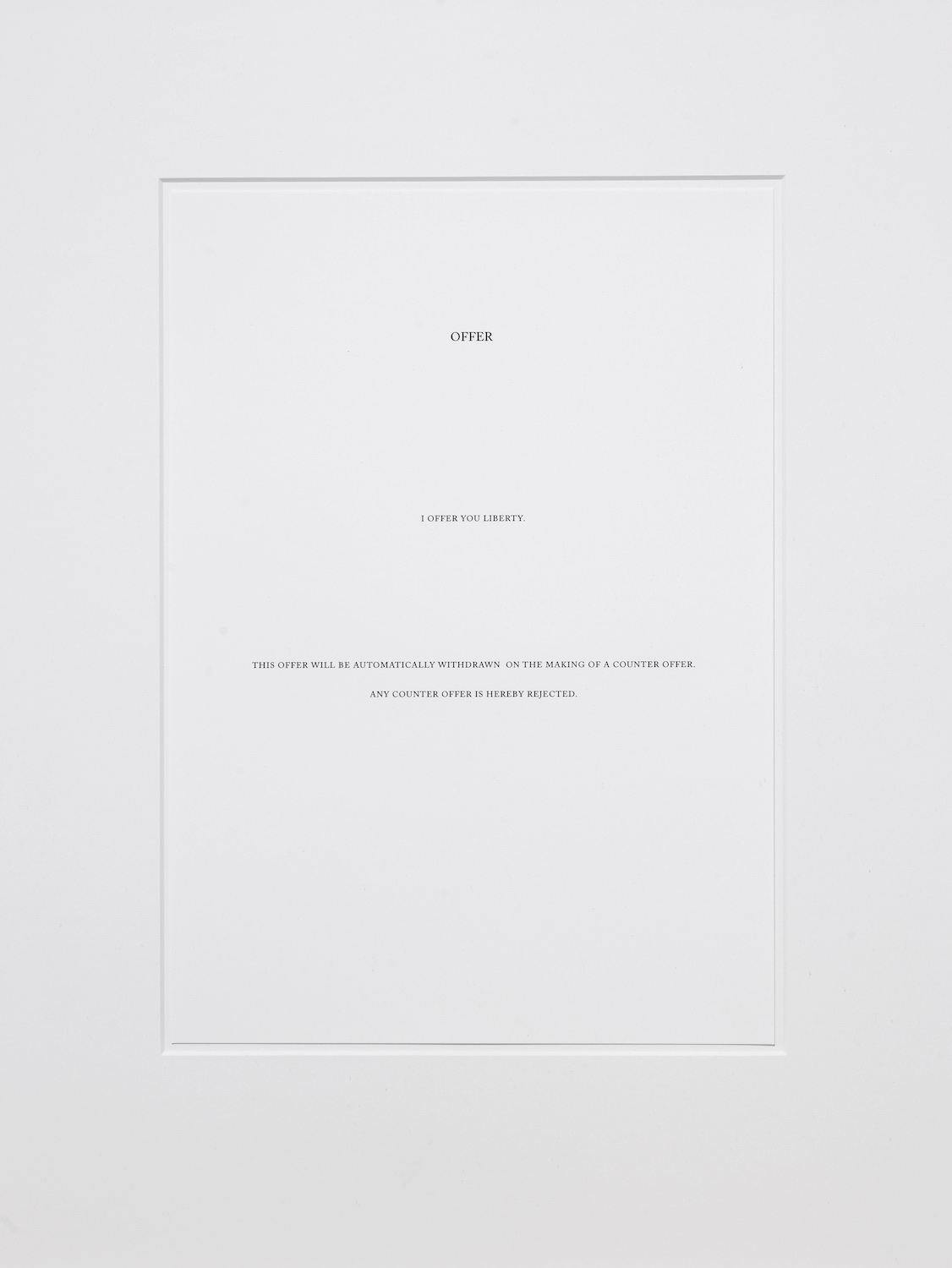   Counter Offer, &nbsp;Carey Young,&nbsp;2008,&nbsp;Archival inkjet print,&nbsp;2 parts, each 21 x 29 cm 