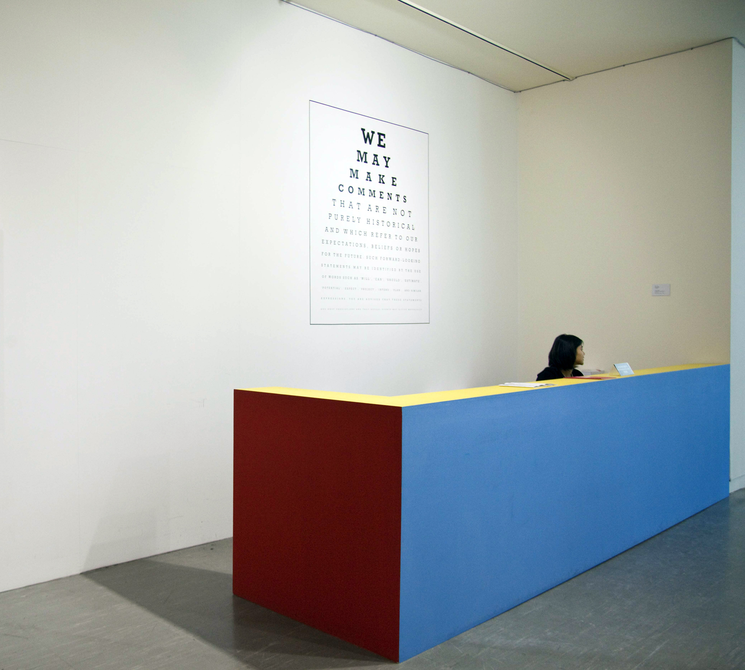   Cautionary Statement &nbsp;,&nbsp;Carey Young,&nbsp;2007,&nbsp;Vinyl text ,&nbsp;Dimensions variable.&nbsp;Installation view at Taipei Biennale, 2010. 