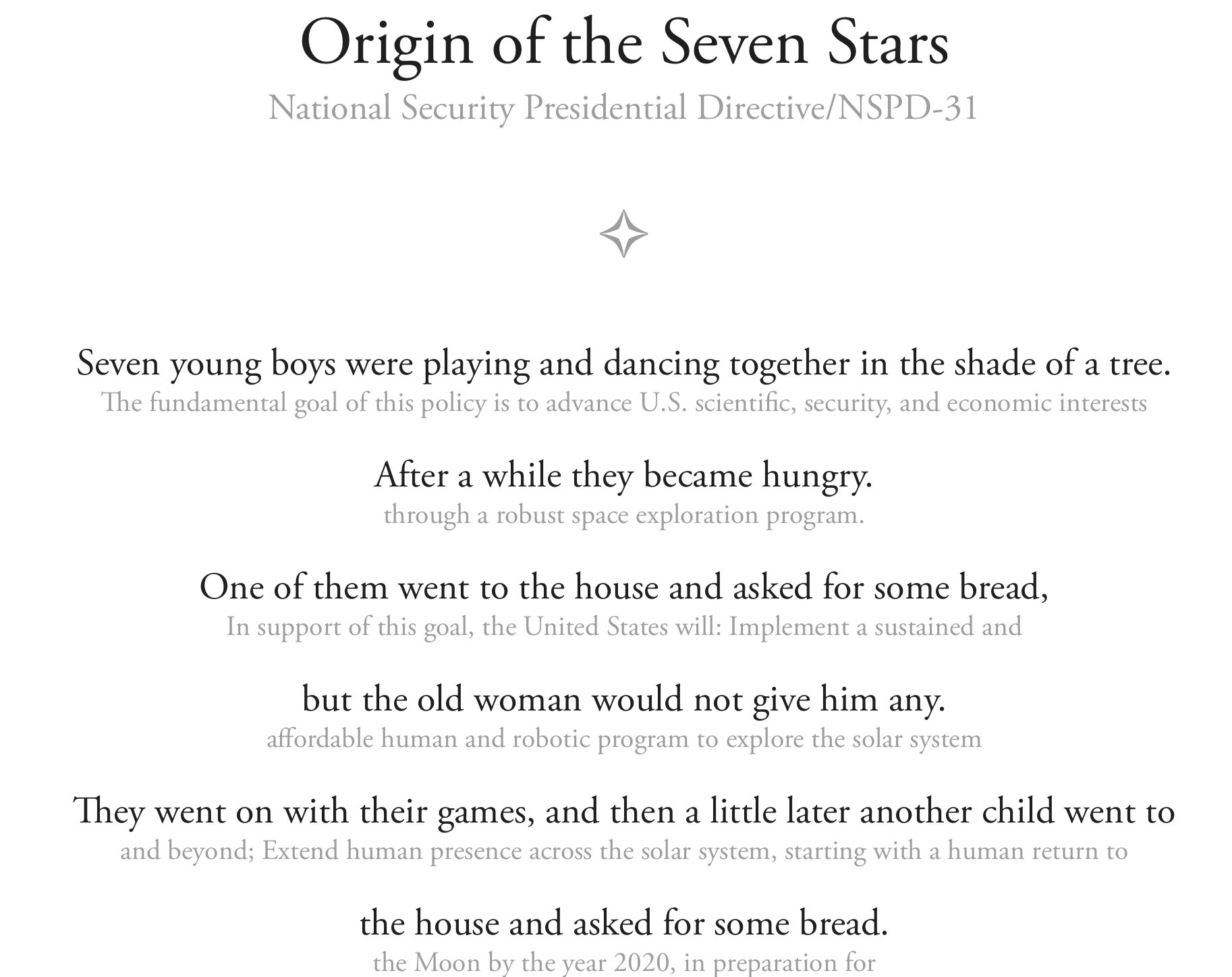 'Origin of the Seven Stars', 2010