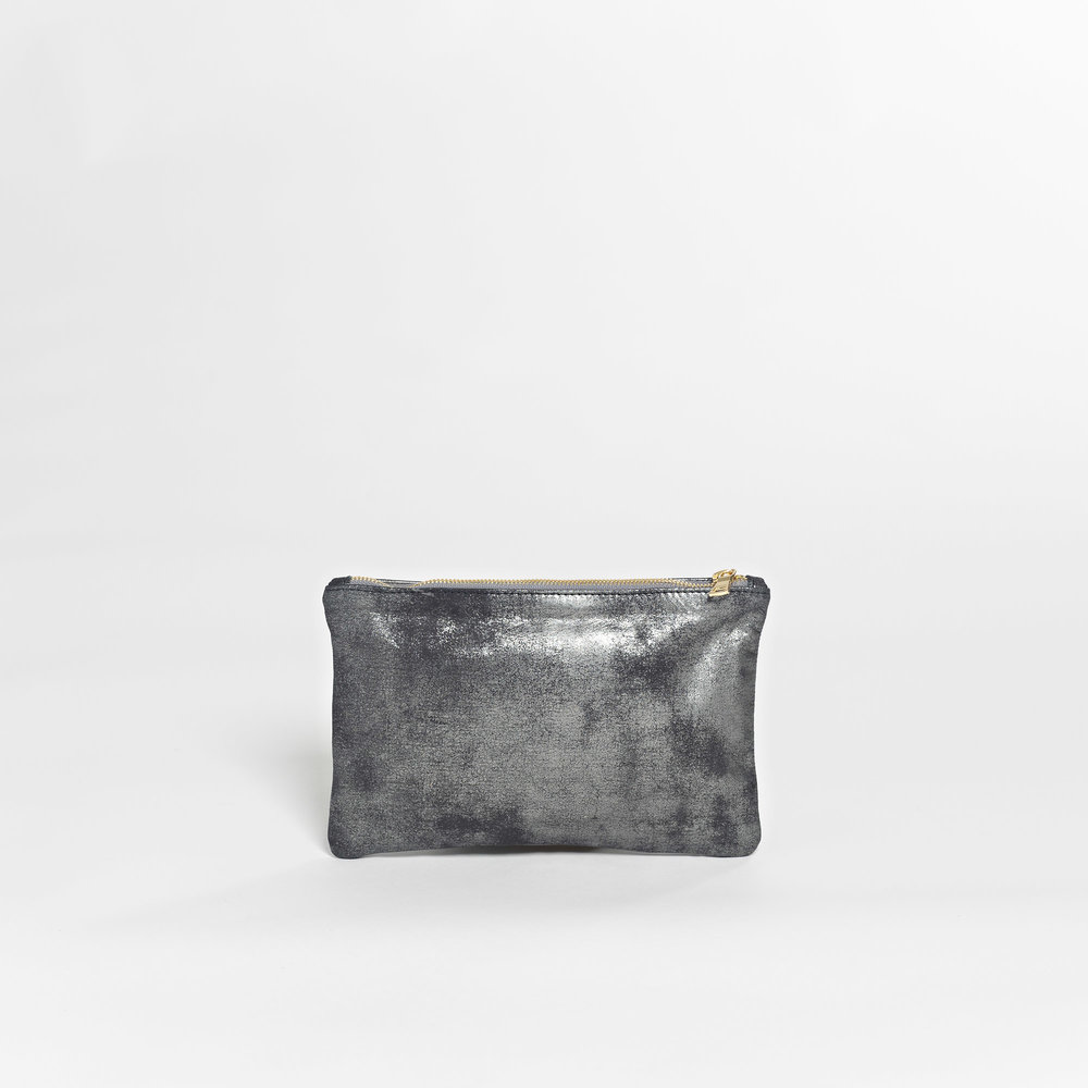 Margot Women's Leather Pouch Wallet Multi-Functional Accessory , Black  Metallic Nubuck Leather — Noha Nadler