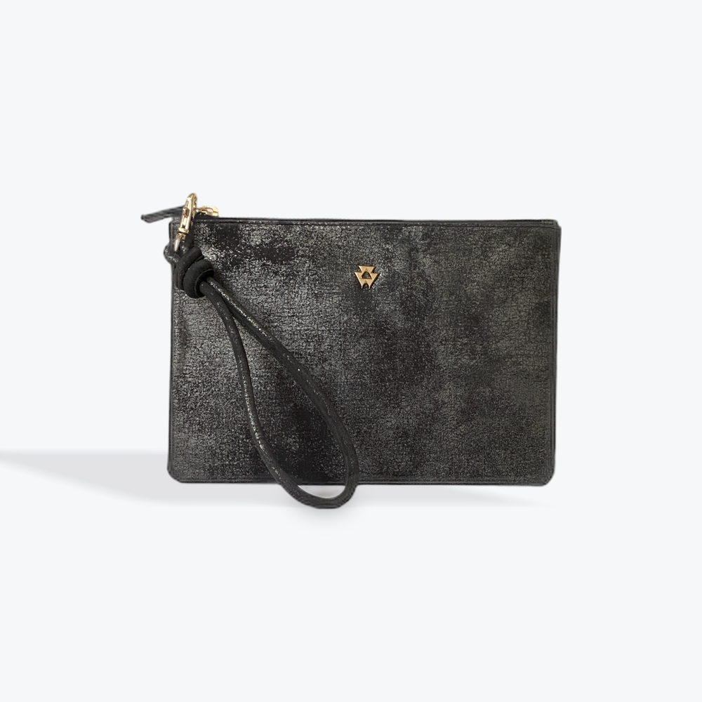 Margot Women's Leather Pouch Wallet Multi-Functional Accessory , Black  Metallic Nubuck Leather — Noha Nadler