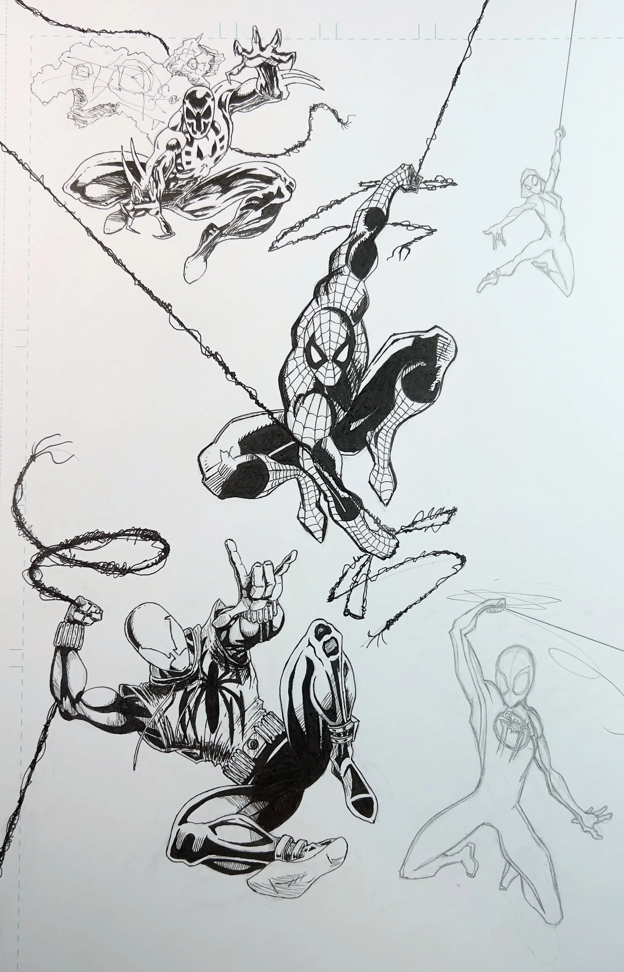 Spider Legion - In progress Pen and Ink