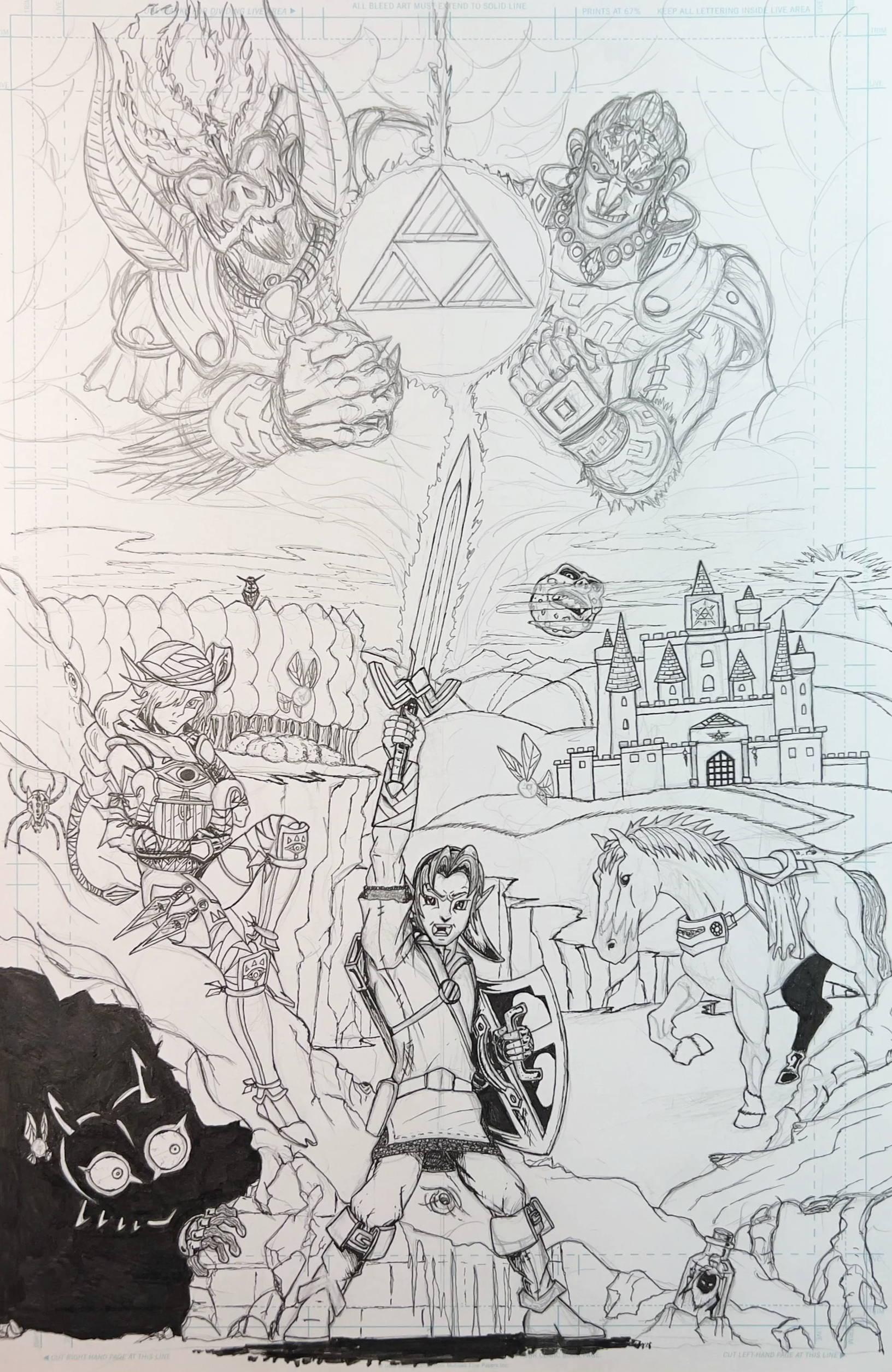 Legend of Zelda - In Progress Pen & Ink