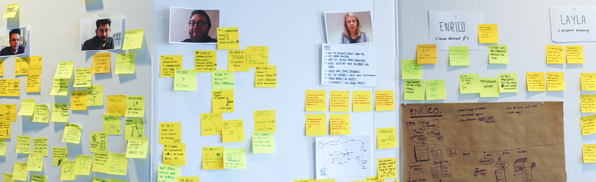 After every interview, we reflected over them on our research board and mapped the unique aspects of each story