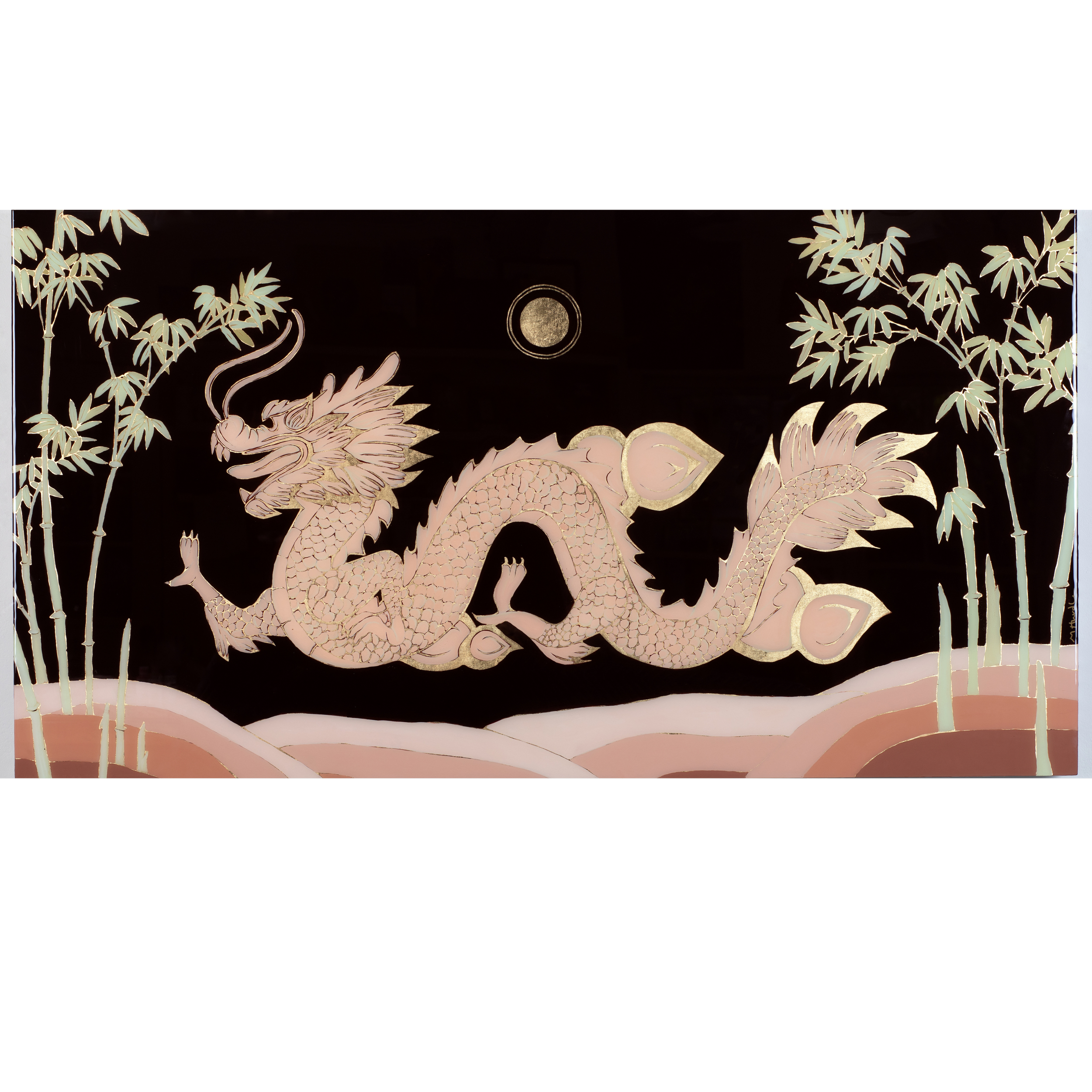 25X45 Mahjong Dragon Hand Embellished Print