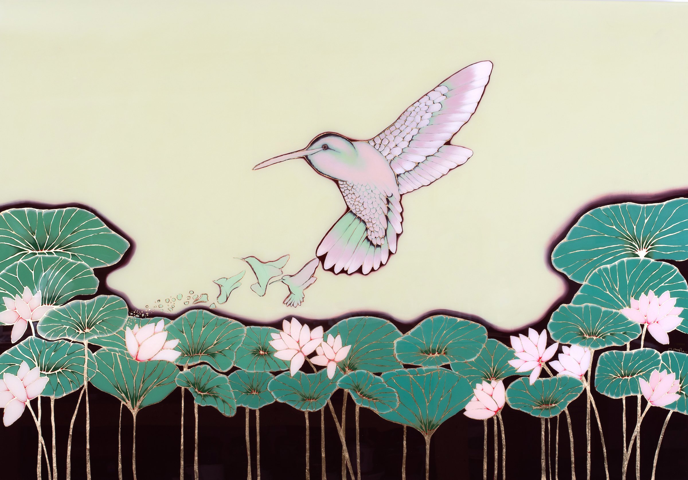40X28 Mother Bird Hand Embellished Print