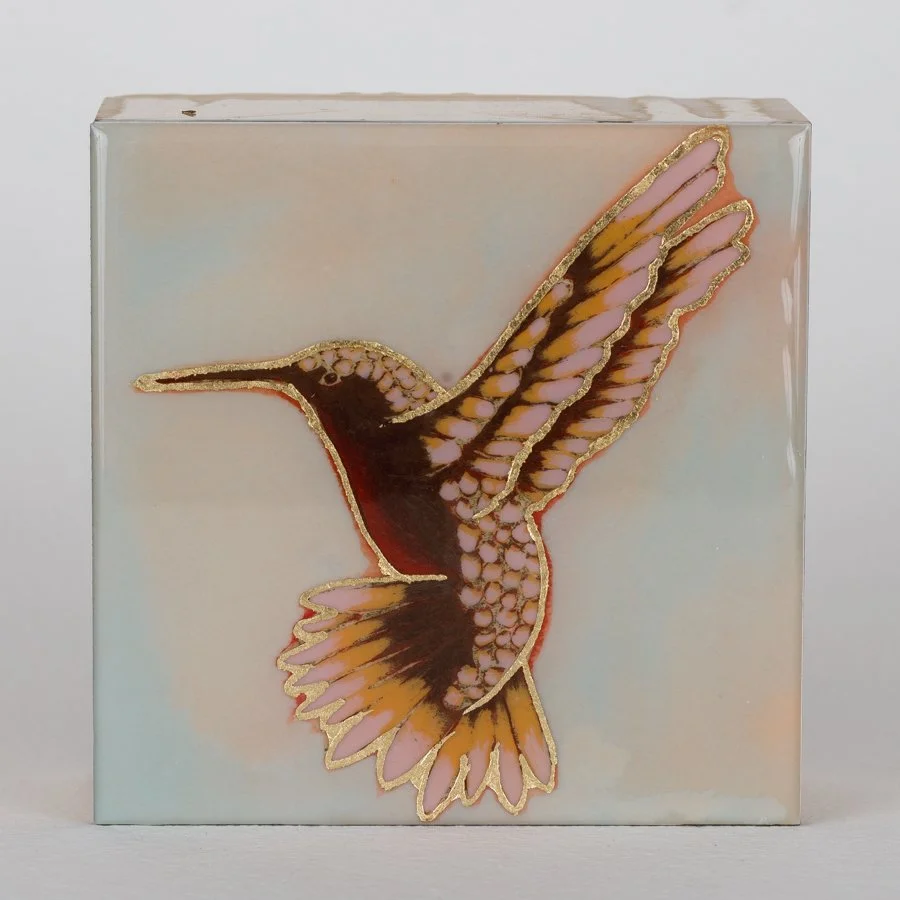"EB" Hummingbird Acrylic Block