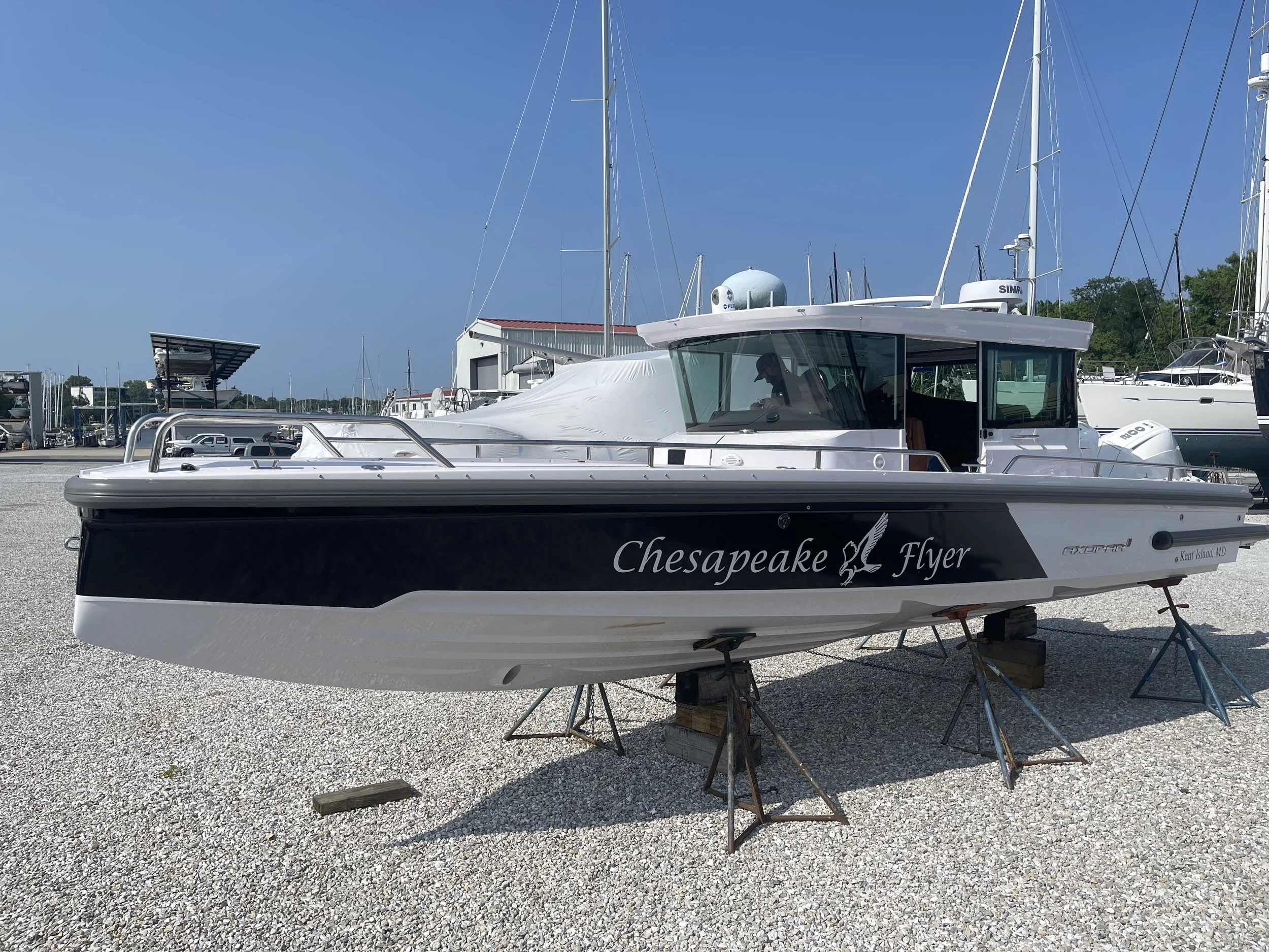 Custom black hull wrap with name graphics