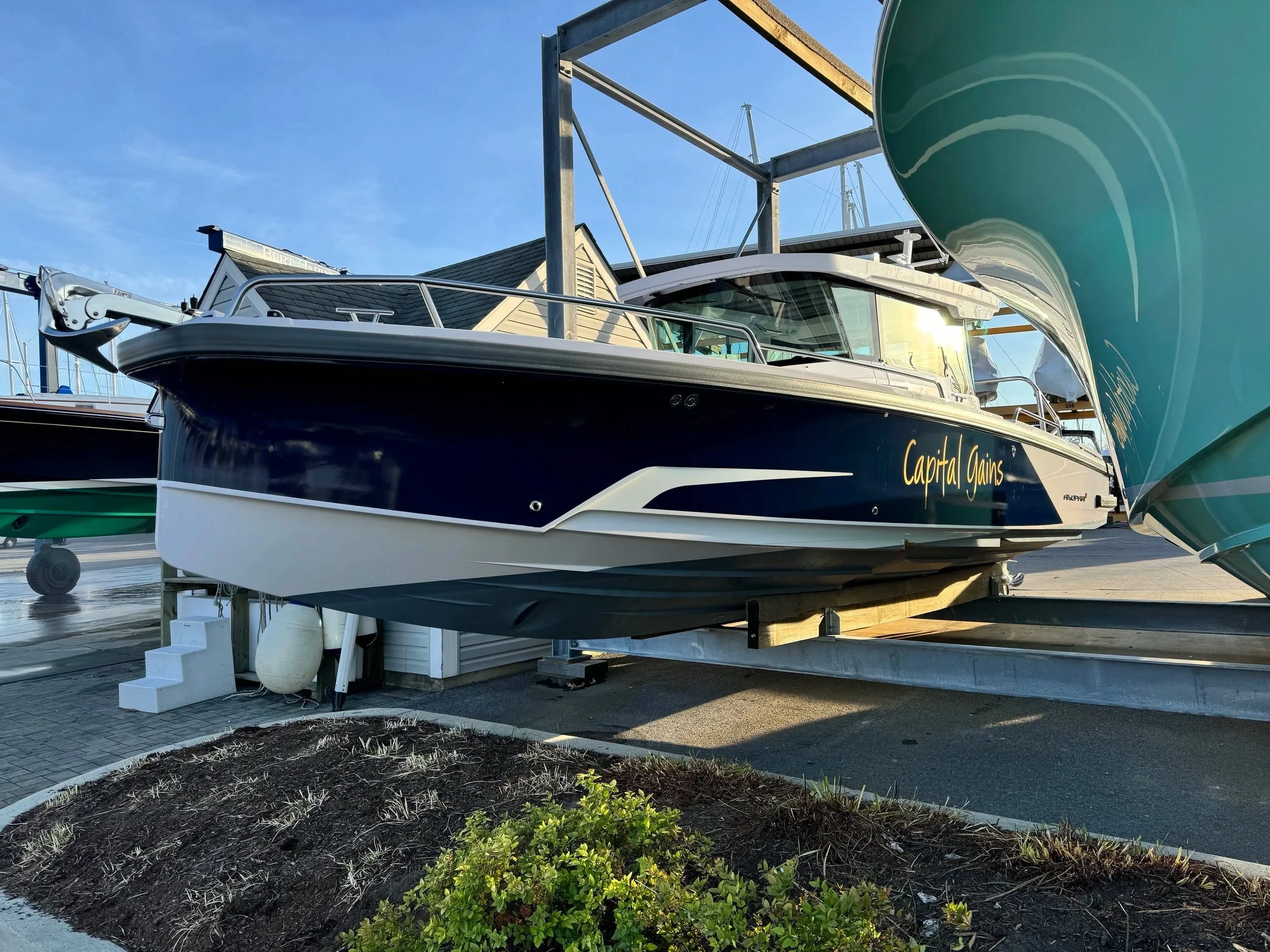 Custom navy vinyl wrap with gold lettering