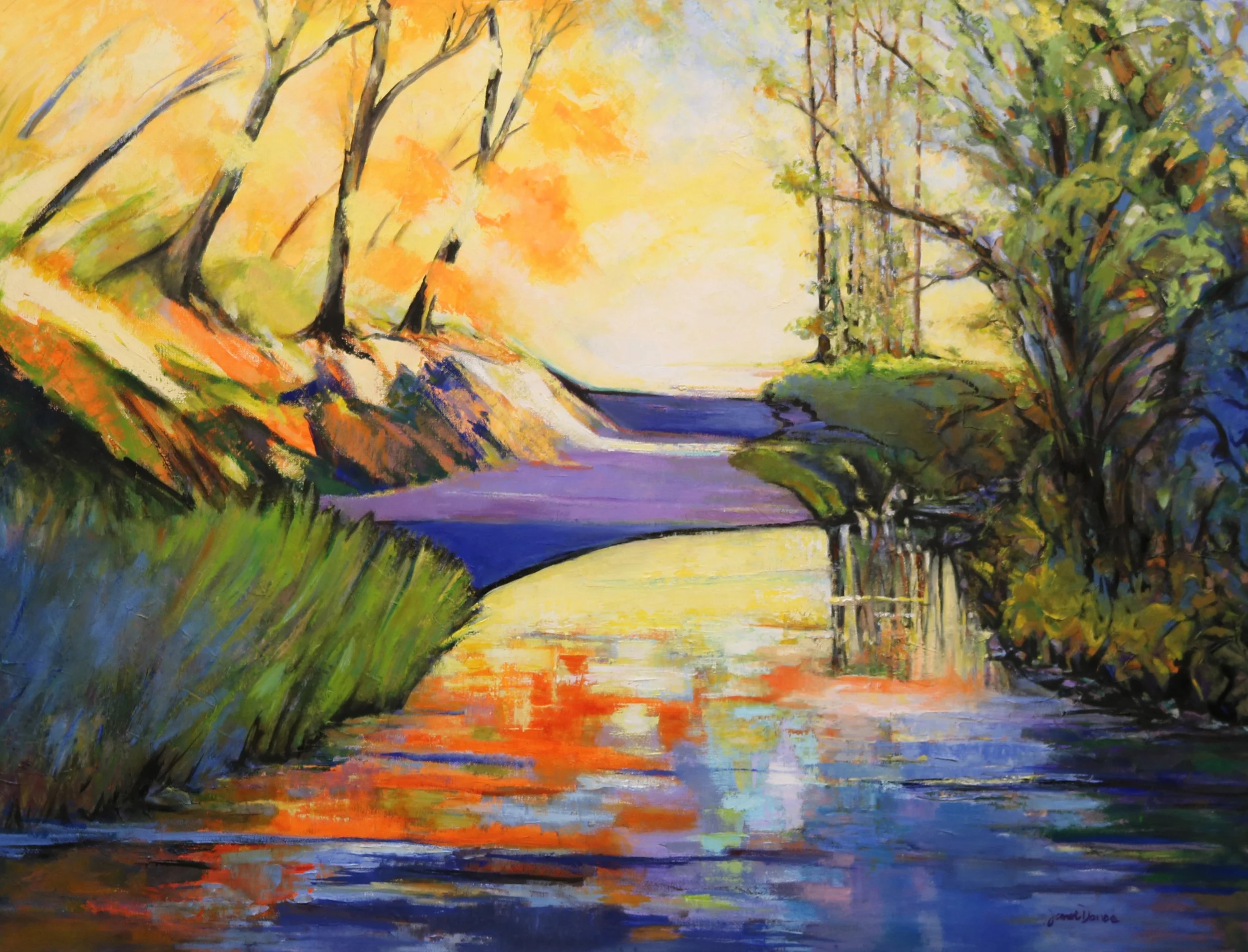 CREEK IN SUNSHINE, oil on canvas, 30X40 inches
