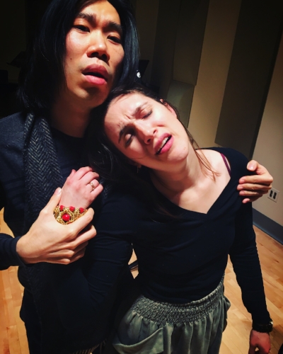 Juecheng Chen as Orlando and Rachel as Angelica in rehearsal. February 2017.