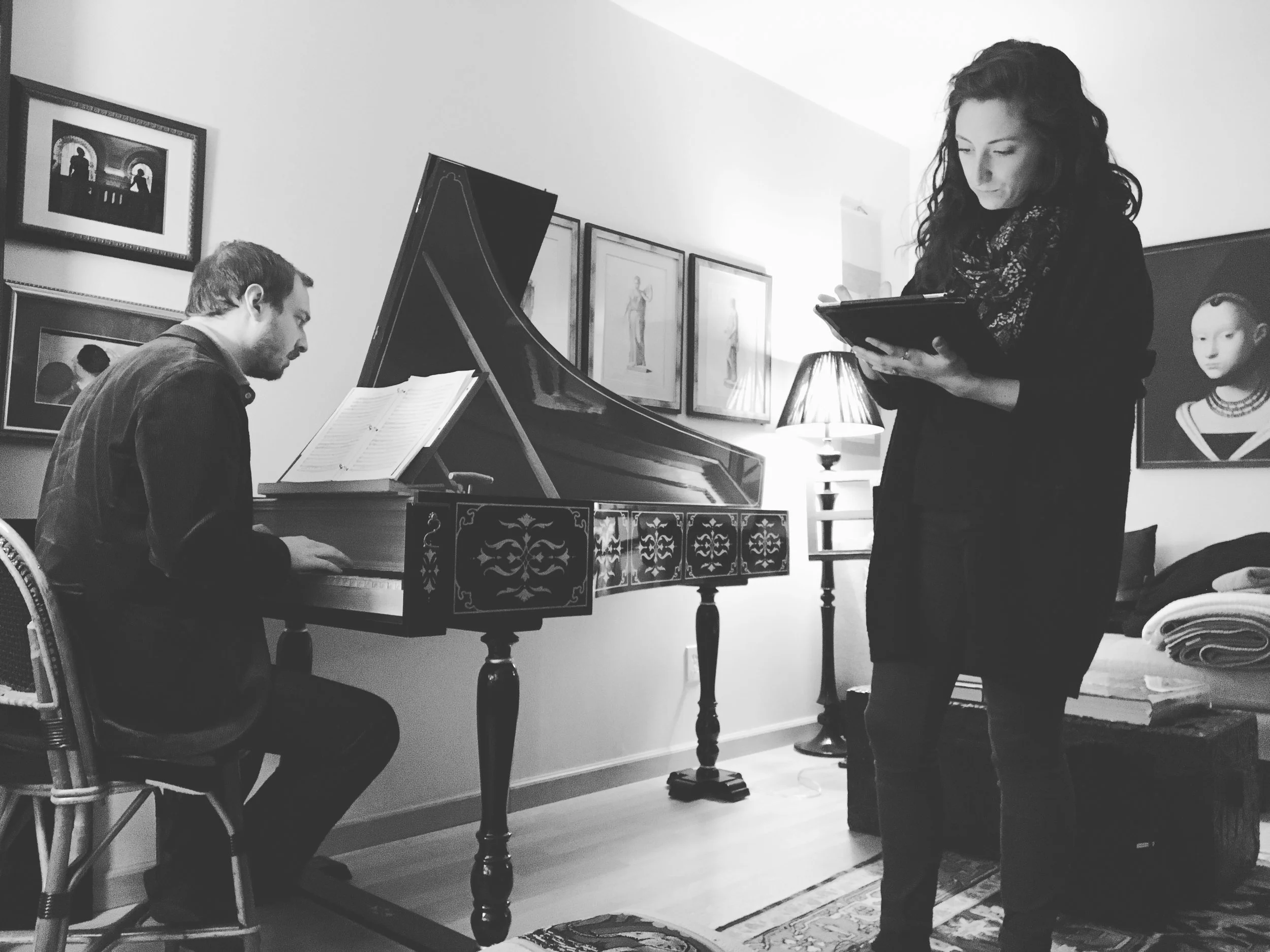 Heather rehearsing with harpsichordist Dylan Sauerwald. Photo credit: Joyce Yin