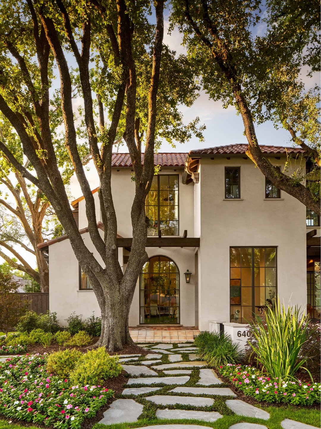 Mediterranean-inspired home 
Plaster walls, terra-cotta floors, timber beams, and steel windows, create an old-home feeling.

Arched passages, natural materials, and connected courtyards bring an organic calm indoor-outdoor conversation.
.
.
.
Archit