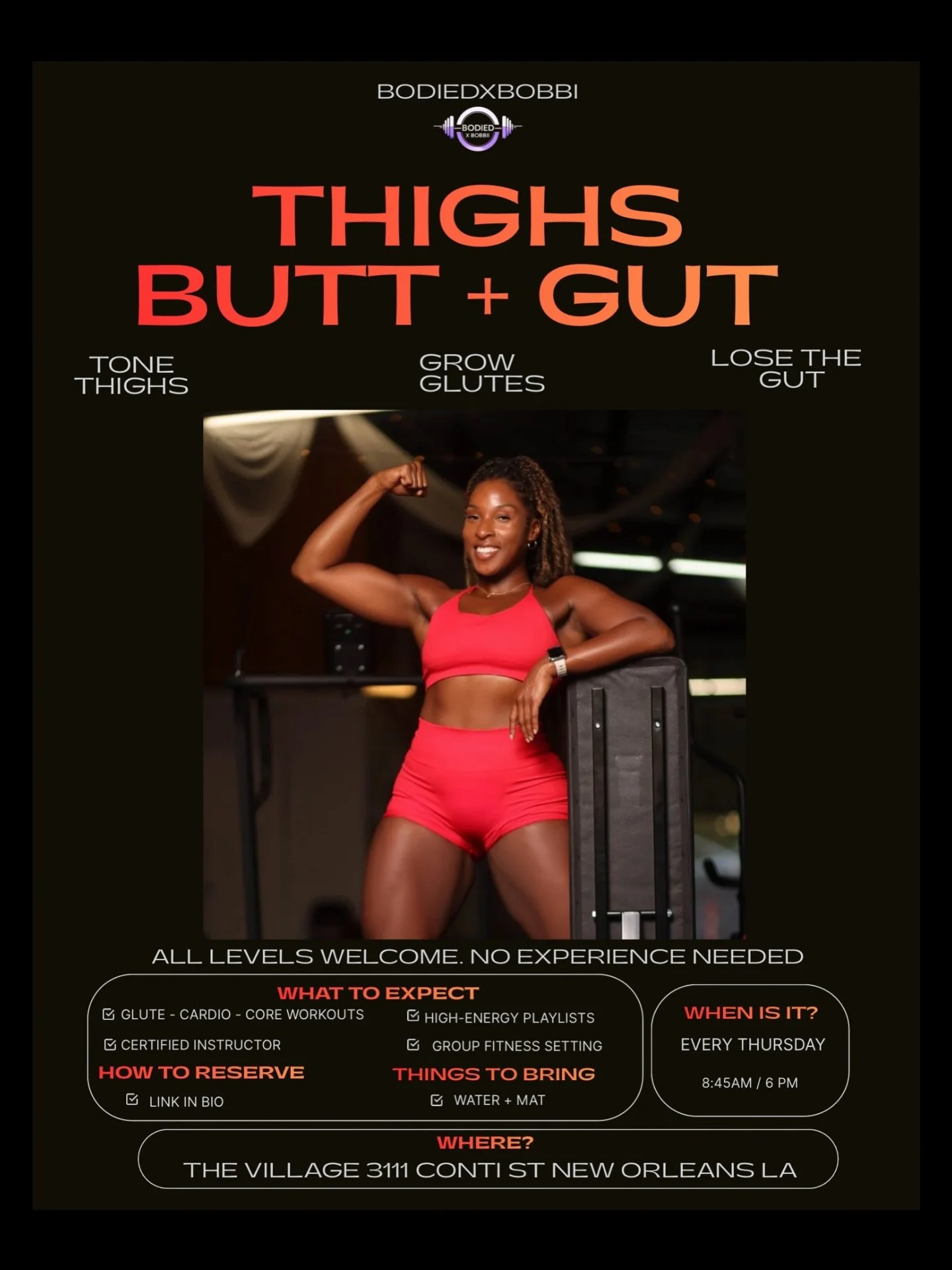 And we are BACK for another week of 
Thighs. Butt. Gut! 🍑 
&bull;
Every Thursday at 8:45a &amp; 6p
Come join a community of girlies who are getting stronger, moving with intention, and holding each other accountable. This isn&rsquo;t just a workout&