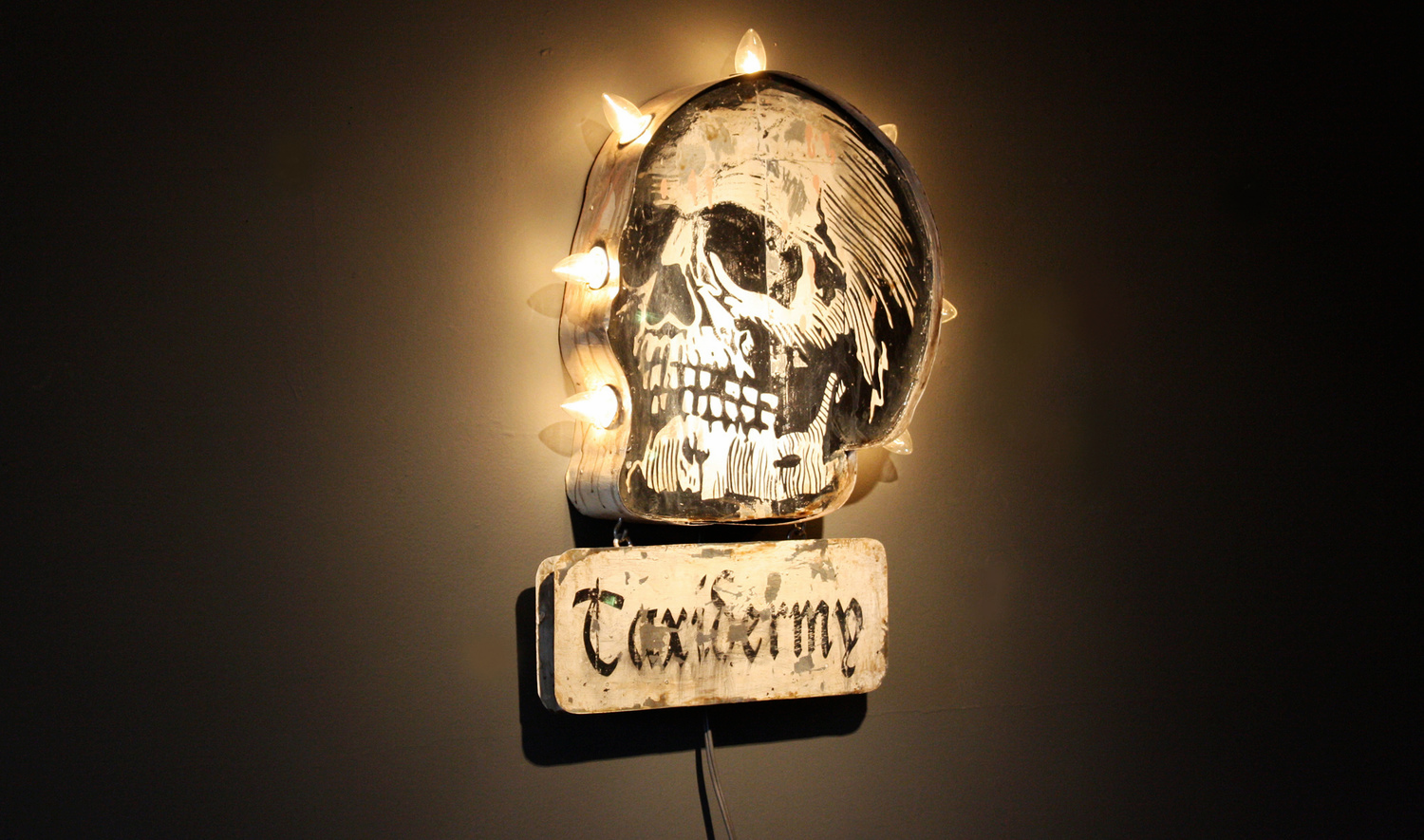TAXIDERMY SCULPTURE - acrylic on metal, wood, lighting