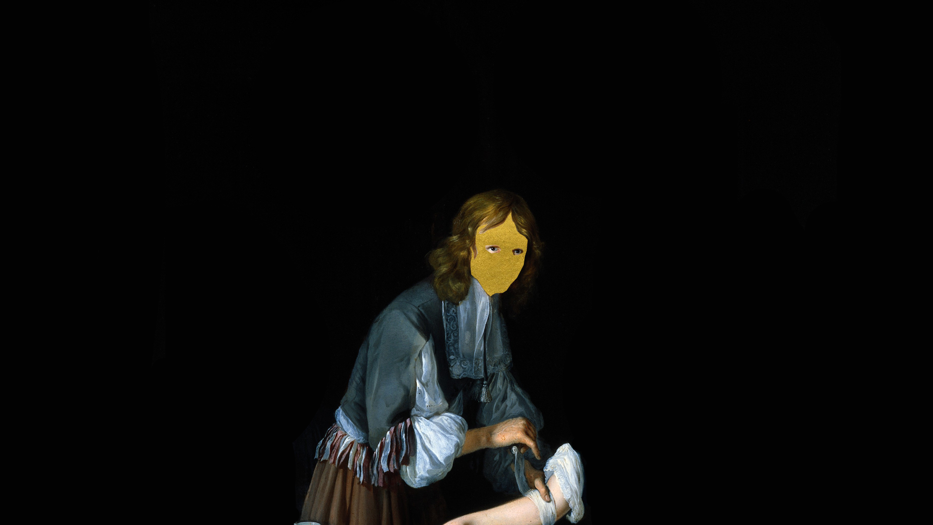 HELPING HAND #2 - collage, acrylic, gold leaf - 40x20