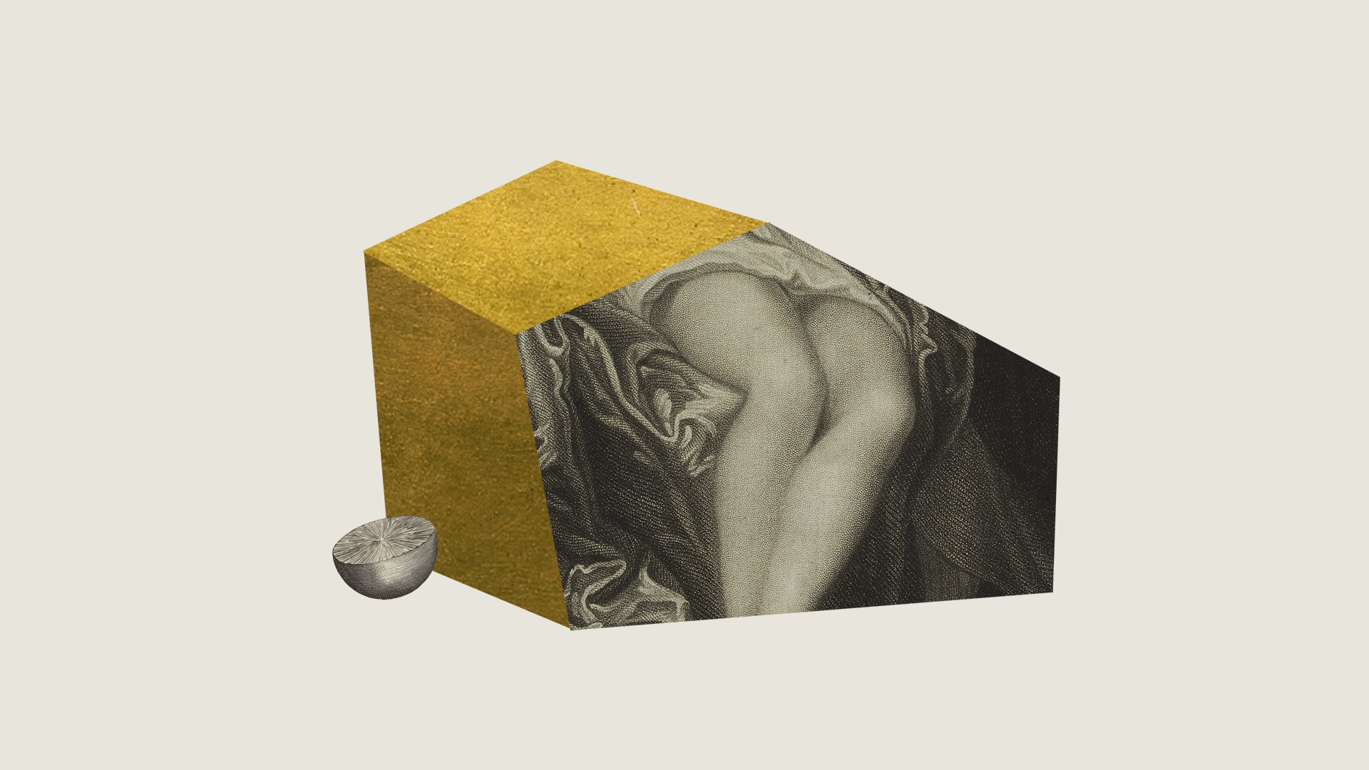CONSTRAINED SHAPE #2 - collage, acrylic, gold leaf