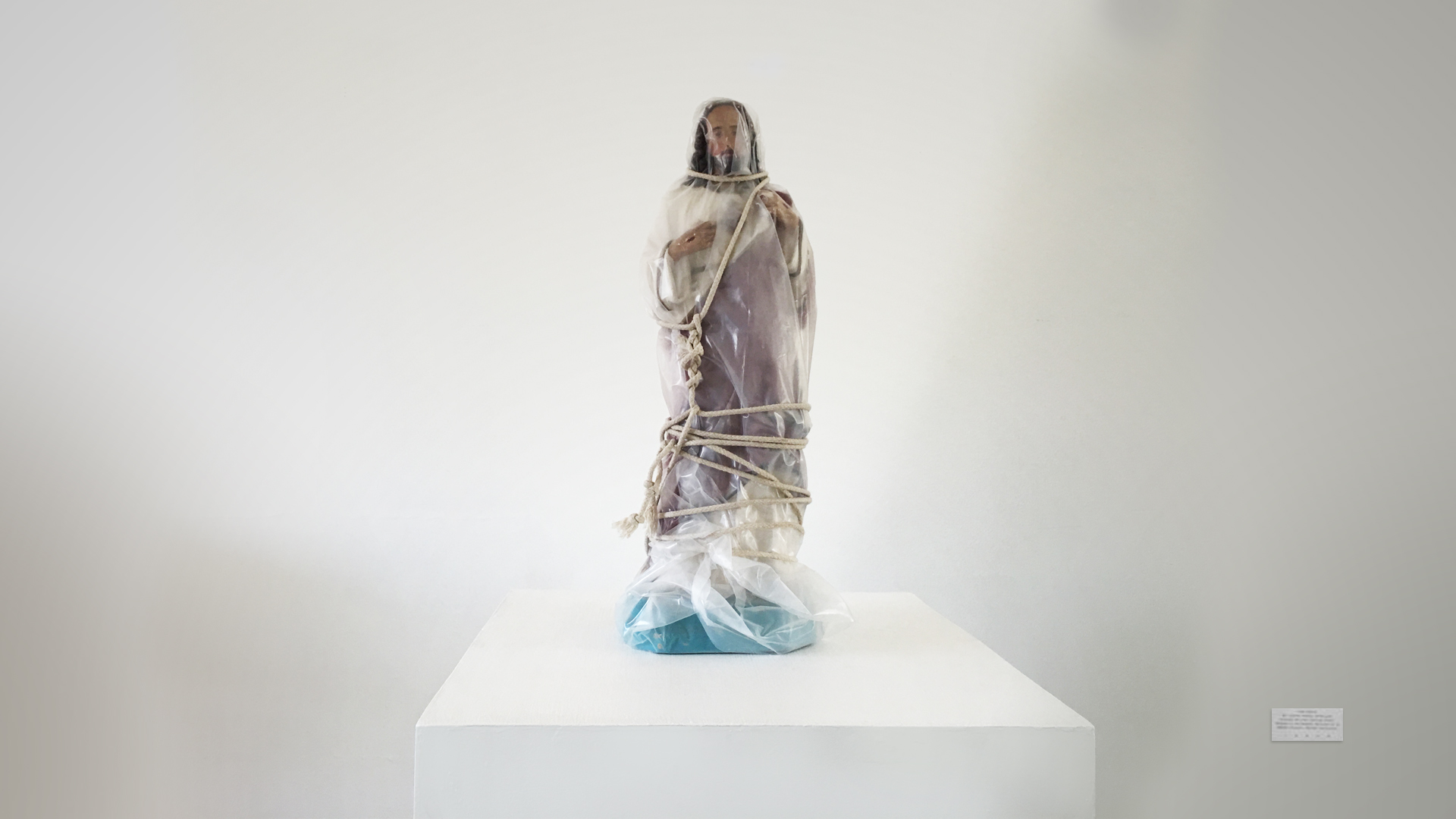 WRAPPED JESUS INSTALLATION - concert, acrylic, visqueen, rope - dimension variable