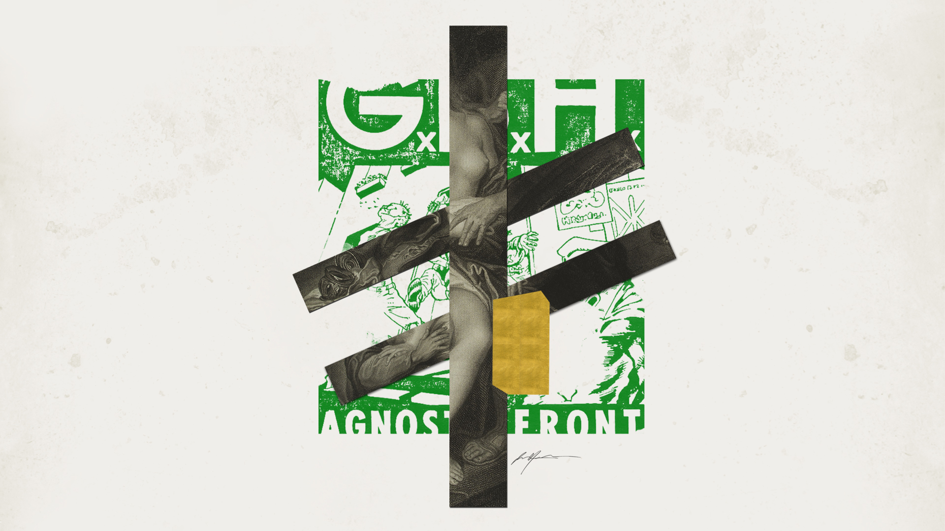 OLD RELIGION - screen print and mixed media on paper