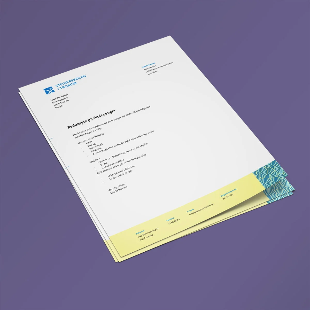 Brevmal i Word for Steinerskolen i Tromsø
