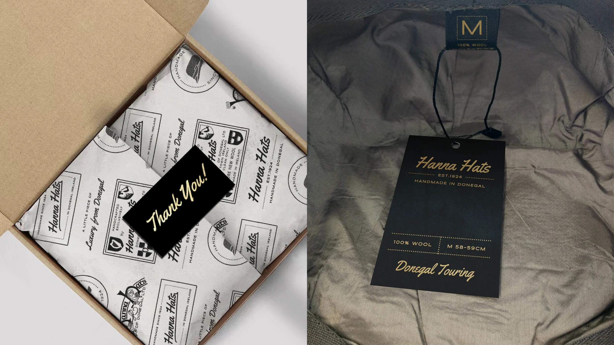 To match the matt black and gold packaging we would make the swing tags with the same inspiration to make sure there’s a consistency throughout all your design.
