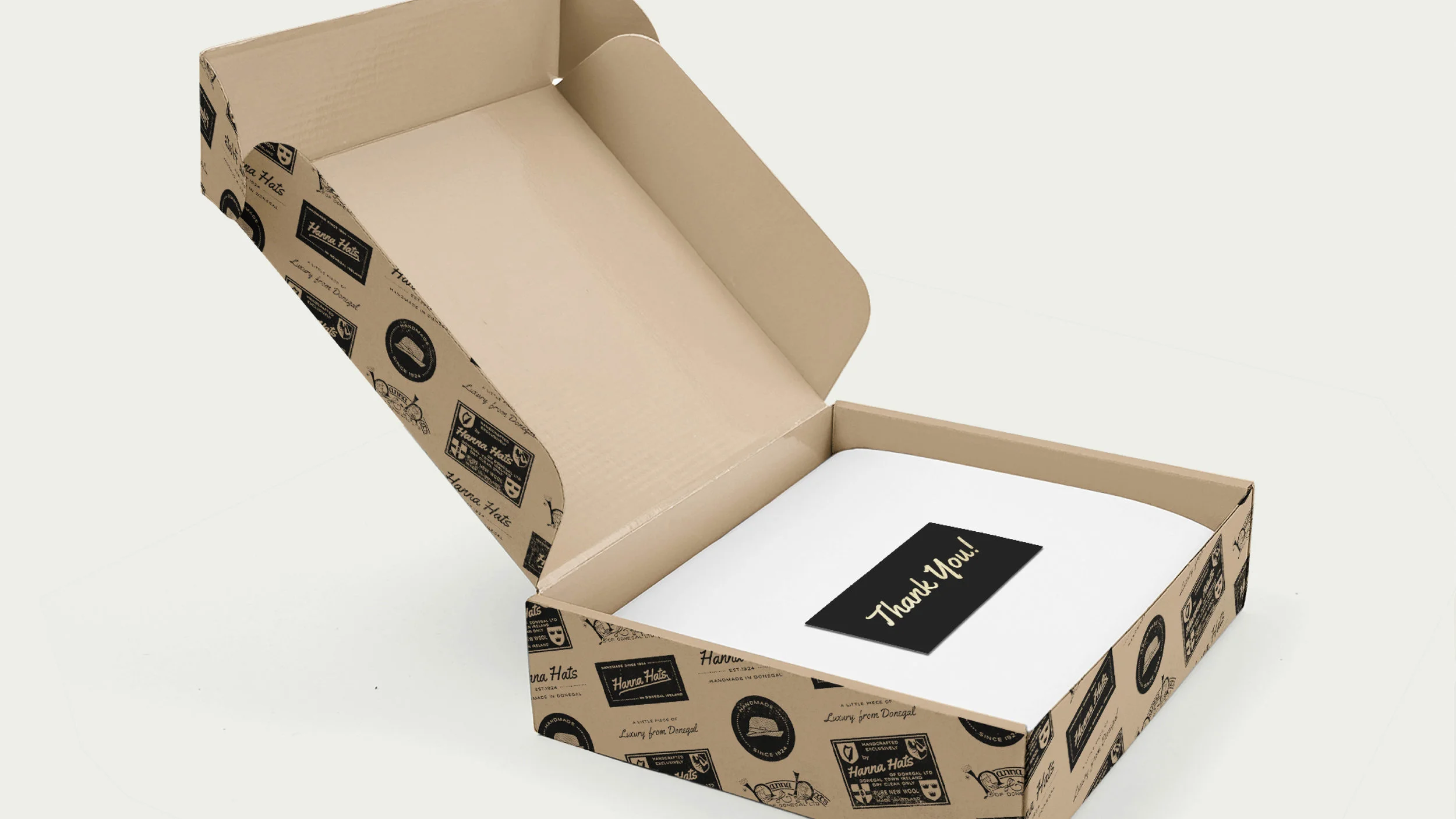 Since the box has the pattern, the best choice is pure white tissue wrapping which creates a really nice contrast.