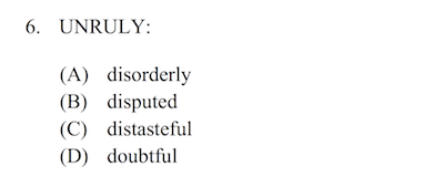 ISEE middle level sample synonym question