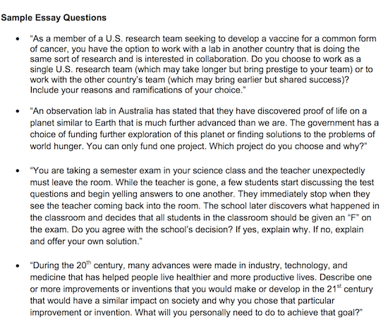 EXAMPLES OF TJ ESSAY QUESTIONS