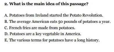 HSPT Practice Test - Main Idea Question - Sample