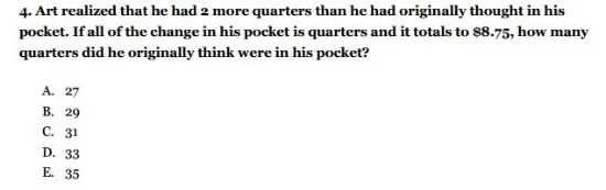 HSPT Practice Test - Math Problem Solving Question - Sample