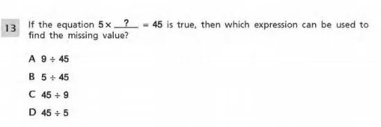 3rd Grade Math sample question - Relationship between multiplication and division