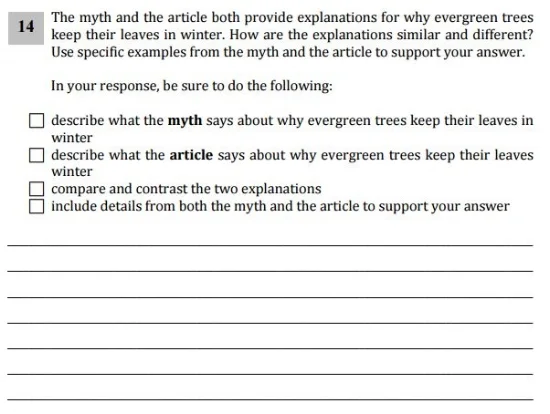 ELA 4th Grade sample question- - Comparing texts