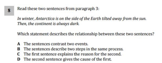 ELA 4th Grade sample question- - Structure Question