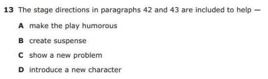 4th Grade STAAR sample QUESTION - Dramatic Literature sample