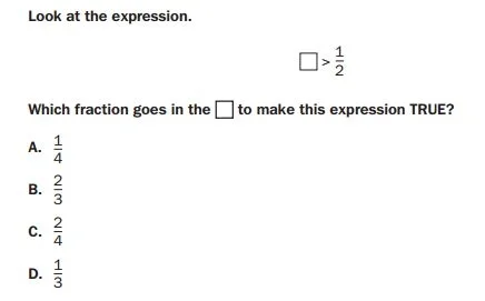Georgia Milestones practice tests 4th grade - 4th Compare Fractions sample
