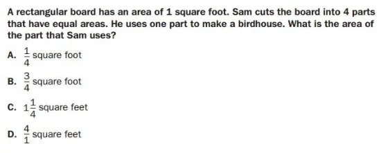 Georgia Milestones Practice Test 3rd Grade - Area sample